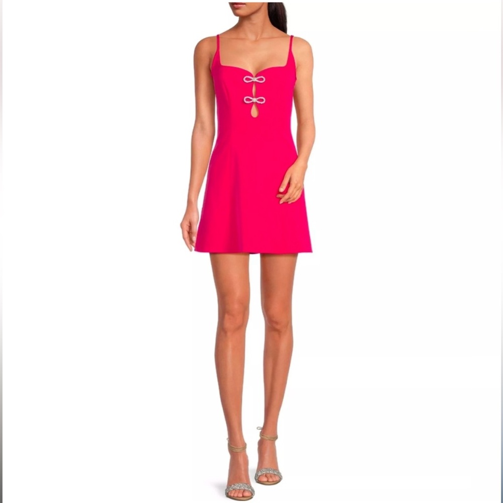 Gianni Bini hot pink dress with rhinestone bow